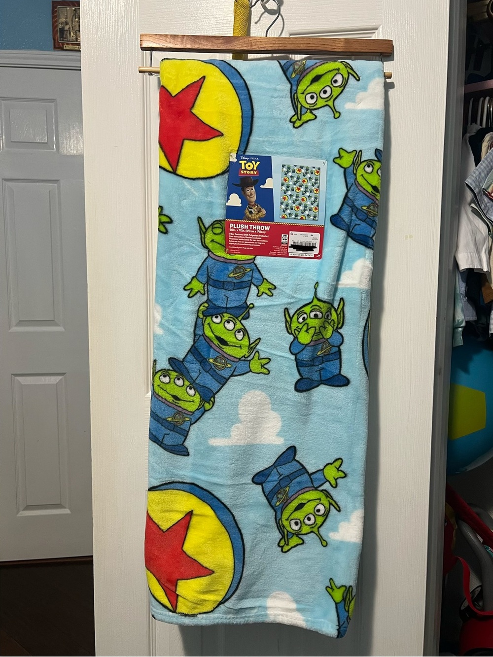 Disney Toy Story Alien Plush Throw Blanket in Blue, Green, Yellow, Red